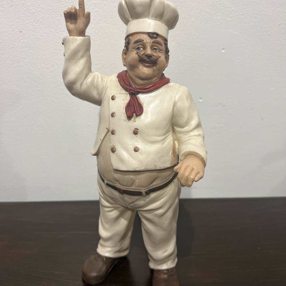 Fat Italian Chef Pizza Kitchen Home Decor Statue Server 11”